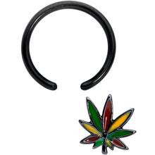 Load image into Gallery viewer, 16G 3/8 Black Multicolor Pot Leaf BCR Captive Bead Ring
