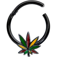 Load image into Gallery viewer, 16G 5/16 Black Multicolor Pot Leaf Hinged Segment Ring
