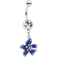 Load image into Gallery viewer, Clear Blue Gem Evening Flower Dangle Belly Ring
