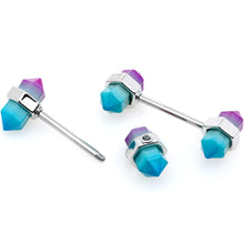 Load image into Gallery viewer, 14G 9/16 Purple Ombre Tourmaline Natural Stone Barbell Nipple Ring Set
