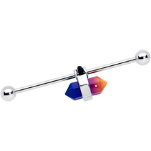 Load image into Gallery viewer, 14G Blue Ombre Tourmaline Natural Stone Industrial Barbell 38mm
