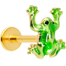 Load image into Gallery viewer, 16G 5/16 Gold Tone Green Tree Frog Labret Monroe Tragus
