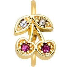 Load image into Gallery viewer, 20G 5/16 Clear Purple Gem Gold Tone Very Cherry Nose Hoop
