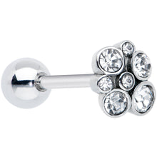 Load image into Gallery viewer, Clear CZ Gem Cluster Top Barbell Tongue Ring
