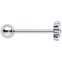 Load image into Gallery viewer, Clear CZ Gem Cluster Top Barbell Tongue Ring

