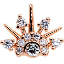 Load image into Gallery viewer, 16G 5/16 Clear CZ Gem Rose Gold Tone Abstract Crown Labret Tragus
