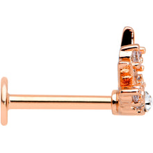 Load image into Gallery viewer, 16G 5/16 Clear CZ Gem Rose Gold Tone Abstract Crown Labret Tragus
