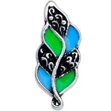 Load image into Gallery viewer, 16G 1/4 Filigree Blue Green Leaves Labret Monroe Tragus
