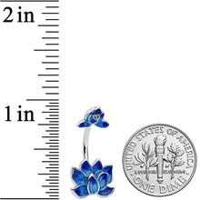 Load image into Gallery viewer, Double Blue Lotus Double Mount Belly Ring
