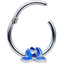 Load image into Gallery viewer, 16G 3/8 Lovely Blue Lotus Flower Hinged Segment Ring
