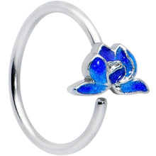 Load image into Gallery viewer, 18G 3/8 Lovely Blue Lotus Flower Nose Hoop

