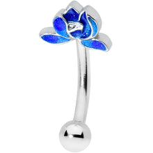 Load image into Gallery viewer, 16G 5/16 Lovely Blue Lotus Flower Curved Eyebrow Ring
