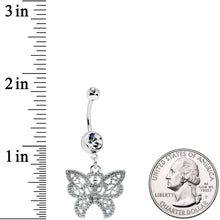 Load image into Gallery viewer, Clear CZ Gem Ultra Luxe Butterfly Dangle Belly Ring
