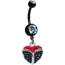 Load image into Gallery viewer, Clear Black CZ Gem Black Get Unzipped Heart Valentines Day Belly Ring

