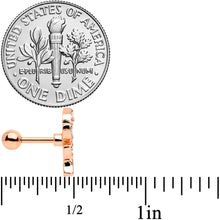 Load image into Gallery viewer, 16G 1/4 Clear Gem Rose Gold Tone Lush Leaves Cartilage Tragus
