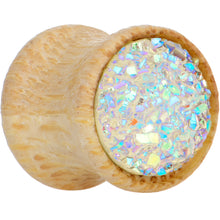 Load image into Gallery viewer, White Druzy Stone Wood Saddle Plug Set
