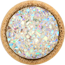 Load image into Gallery viewer, 7/16 White Druzy Stone Wood Saddle Plug Set
