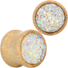 Load image into Gallery viewer, White Druzy Stone Wood Saddle Plug Set
