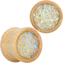 Load image into Gallery viewer, 9/16 White Druzy Stone Wood Saddle Plug Set
