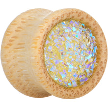 Load image into Gallery viewer, 9/16 White Druzy Stone Wood Saddle Plug Set
