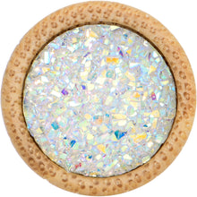 Load image into Gallery viewer, 5/8 White Druzy Stone Wood Saddle Plug Set
