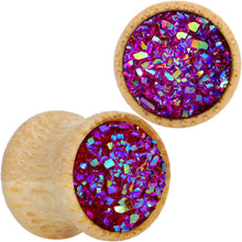 Load image into Gallery viewer, Pink Druzy Stone Wood Saddle Plug Set
