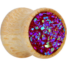 Load image into Gallery viewer, Pink Druzy Stone Wood Saddle Plug Set
