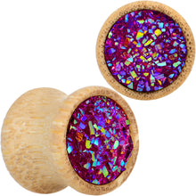 Load image into Gallery viewer, 7/16 Pink Druzy Stone Wood Saddle Plug Set
