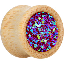 Load image into Gallery viewer, 9/16 Pink Druzy Stone Wood Saddle Plug Set
