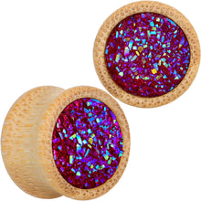 Load image into Gallery viewer, 5/8 Pink Druzy Stone Wood Saddle Plug Set
