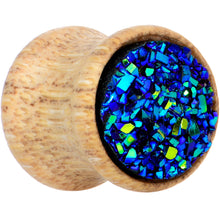 Load image into Gallery viewer, Blue Druzy Stone Wood Saddle Plug Set
