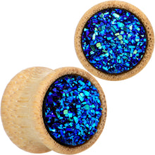 Load image into Gallery viewer, Blue Druzy Stone Wood Saddle Plug Set
