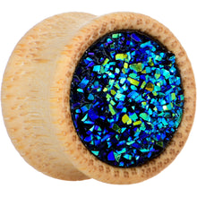 Load image into Gallery viewer, 5/8 Blue Druzy Stone Wood Saddle Plug Set
