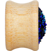 Load image into Gallery viewer, 5/8 Blue Druzy Stone Wood Saddle Plug Set
