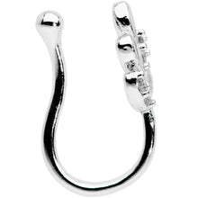Load image into Gallery viewer, Clear Gem Leaves of Love Clip On Fake Nose Ring
