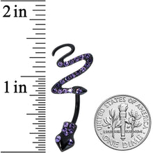 Load image into Gallery viewer, Purple Gem Black Stylish Snakes Double Mount Belly Ring
