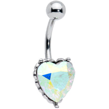 Load image into Gallery viewer, Clear CZ Gem Great Big Heart Valentines Day Belly Ring
