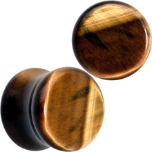 Load image into Gallery viewer, Natural Brown Tiger Eye Stone Double Flare Plug Set
