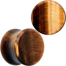 Load image into Gallery viewer, Natural Brown Tiger Eye Stone Double Flare Plug Set
