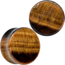 Load image into Gallery viewer, Natural Brown Tiger Eye Stone Double Flare Plug Set
