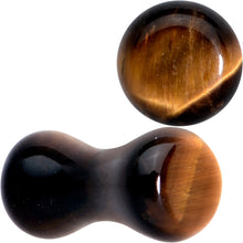Load image into Gallery viewer, Natural Brown Tiger Eye Stone Double Flare Plug Set
