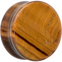 Load image into Gallery viewer, Natural Brown Tiger Eye Stone Double Flare Plug Set
