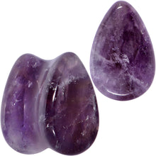 Load image into Gallery viewer, Purple Amethyst Stone Drop Saddle Plug Set
