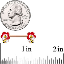 Load image into Gallery viewer, 14G 9/16 Yellow Gem Rose Gold Tone Queen Bee Nipple Ring Set
