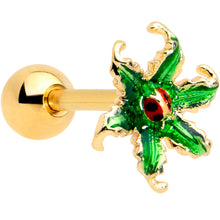 Load image into Gallery viewer, 16G 1/4 Gold Tone Tiny Ladybug Leaves Cartilage Tragus Earring
