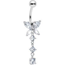Load image into Gallery viewer, Clear CZ Gem Open Wing Butterfly Dangle Belly Ring
