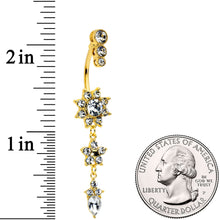 Load image into Gallery viewer, Clear Gem Gold Tone Triple Drop Star Dangle Belly Ring
