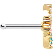 Load image into Gallery viewer, 20G 1/4 Clear CZ Gem Gold Tone Abstract Butterfly Nose Bone

