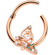 Load image into Gallery viewer, 16G 3/8 Clear CZ Gem Rose Gold Tpne Abstract Hinged Segment Ring
