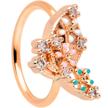 Load image into Gallery viewer, 20G 5/16 Clear CZ Gem Rose Gold Hue Abstract Butterfly Nose Hoop
